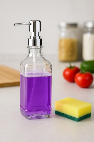 Cam Kare Sıvı Sabunluk 750 Ml Renkli