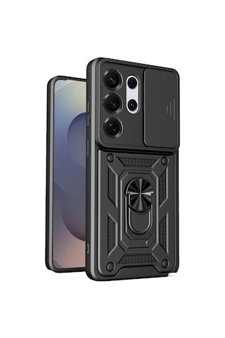 Teleplus Samsung Galaxy Uyumlu S26 Ultra Kılıf Magnetik Standlı Kamera Korumalı Slide Sürgülü Cover Kapak