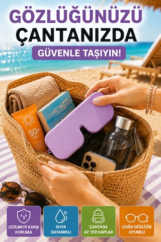 Mor Katlanabilir Silikon Gözlük Kılıfı Suya Dayanıklı Esnek Koruyucu Güneş Ve Numaralı Gözlük Kılıfı