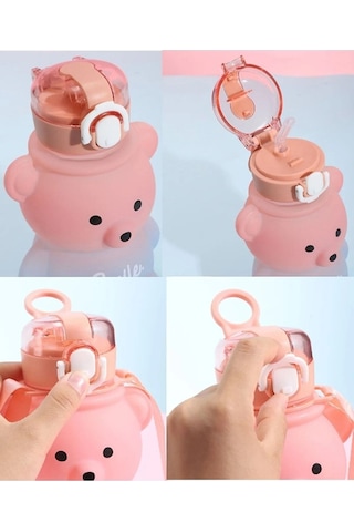 Smile Ayıcık Model Öğrenci Su Matarası Öğrenci Su Şişesi Suluk 800 Ml Bpa Içermez Matara Suluk Turun Diğer