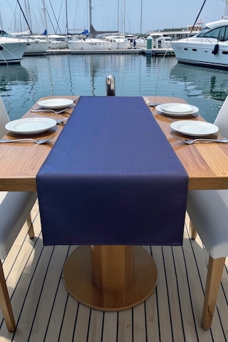 Marin Runner 145x40 Ve 2 Li 45x45 Kırlent Seti Su Geçirmez Outdoor Keten Tekne Bahçe Salon Ve Balkon Lacivert