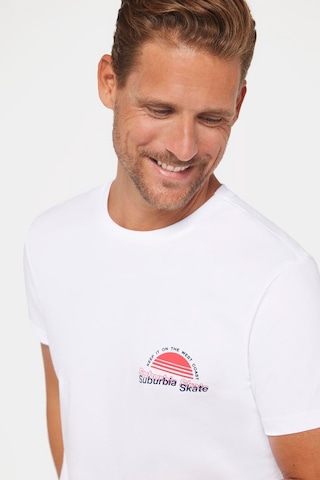 Tudors Erkek Slim Fit Dar Kesim %100 Pamuk Yumuşak Dokulu Baskılı Beyaz Bisiklet Yaka Tişört-30609 Beyaz