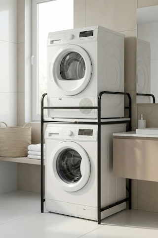 Çamaşır Makinesi Dolabı Raf Metal Düzenleyici Organizer 2 Katlı Banyo Rafı Çok Amaçlı Dolap 262 Çok Renkli