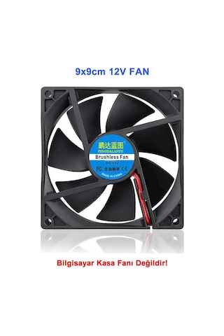 Dc 12v Fan 90x90mm 9025 3200rpm 9x9cm Sessiz 2 Pin Fırçasız Soğutma Kuluçka
