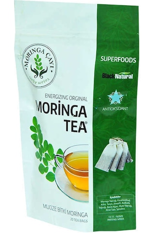 Black Natural Moringa Bitki Süzen Poşet Çay 20'li