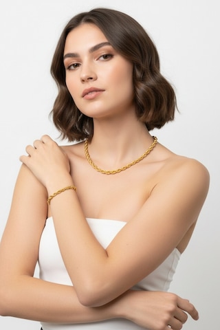 14 Ayar Altın Süzme Halat Kolye Bileklik Set