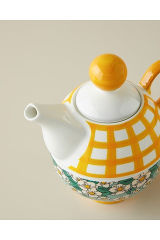 Country Whisper New Bone China Demlik Seti 380 260 Ml Yeşil-sarı