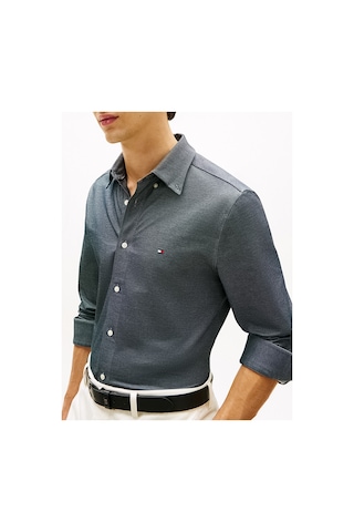 Tommy Hilfiger Performance Pıque Oxford Erkek Mavi Uk Gömlek - Mw0mw41781