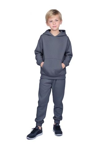 3 Lü Düz Baskısız Kanguru Cepli Kapüşonlu Erkek Çocuk Eşofman Takımı Çok Renkli