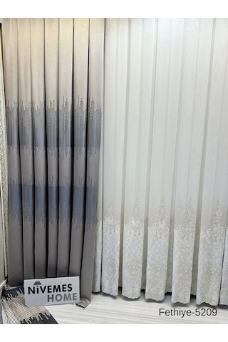 Nivemeshome Fethiye 614178 V-5209 Gümüş 1/3 Sık Pileli Fon Perde Apm Gümüş