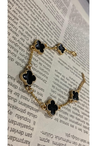 İlknur Doğal Taş Evi Siyah Yoncalı Bileklik