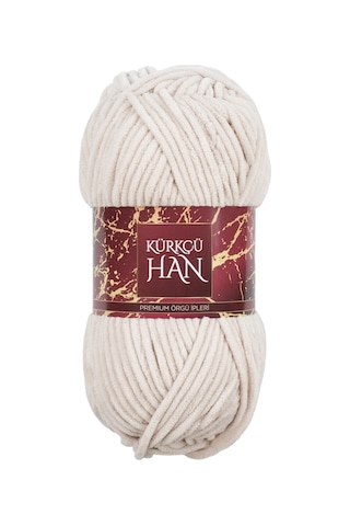 Kadife Yün Fildişi 100gr %100 Polyester Yumuşak Pofuduk Örgü İpi