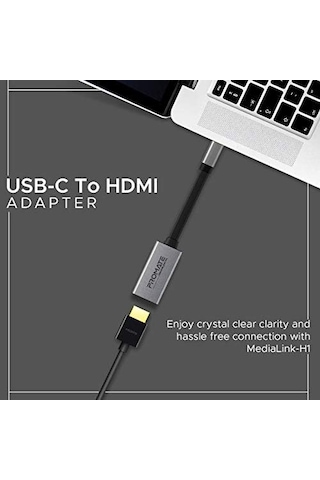 Type-c Den Hdmı A Bağlantı Kablosu Ultra Hızlı 4k30hz Dönüştürücü/promate Medıalınk-h1.grey 0