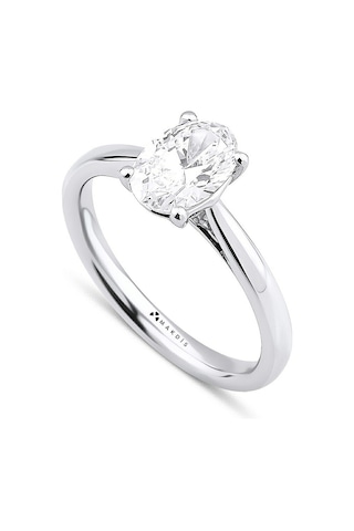 1.15 Karat Oval Tektaş Pırlanta Yüzük Beyaz Altın