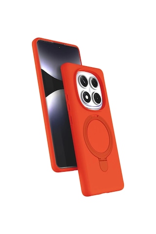 Özel Xiaomi Redmi Note 14 Pro 4g Regal Magsafe Standlı Kapak - Turuncu Fırsat