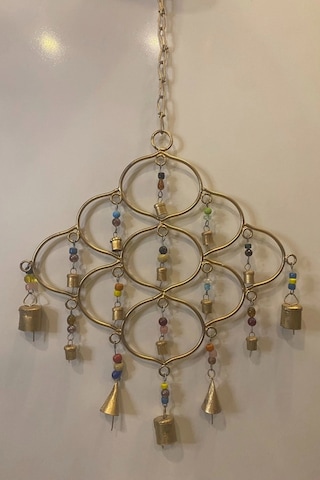 Deprem Zili Çanı Rüzgar Çanı Zili Feng Shui Hayat Ağacı Yaşam Çiçeği Sembolü Komple Metal Çanlı Bakır Büyük Boy Gold
