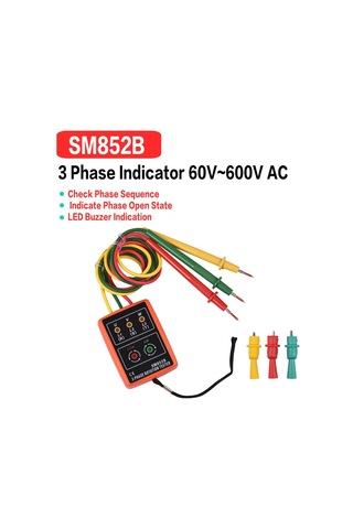 Faz Test Cihazı Taşınabilir 3 Faz Dönüşüm Test Cihazı Faz Sırası Metre Faz Sırası Göstergesi Led Zil İle 60v 600vac Faz Sırası Kontrol Cihazı