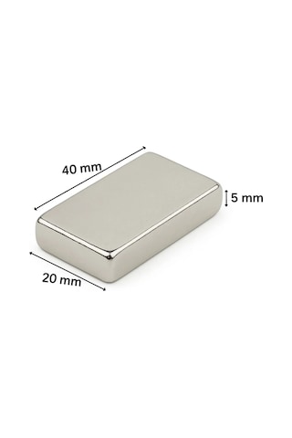 5'li Set: N35 Sınıfı 40x20x5 Mm Köşeli Neodyum Mıknatıs