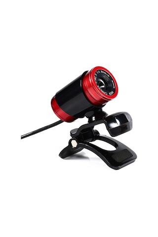 Padalink Dizüstü/masaüstü Usb 2.0 Web Kamerası - 300.000 Piksel, Gürültü Engelleyici Mikrofon, 360 Dönebilen, Otomatik Beyaz Dengesi/siyah Beyaz Düzeltme, Siyah-kırmızı