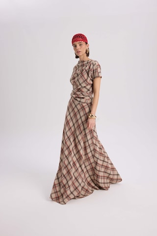 Mai Collection Petunya Ekoseli Turuncu Crop Etek Takım Turuncu