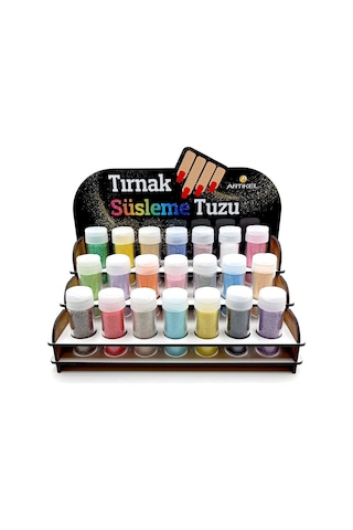 Artikel Renkli Tırnak Süsleme Tuzu Standı Nail Art 21 Adet