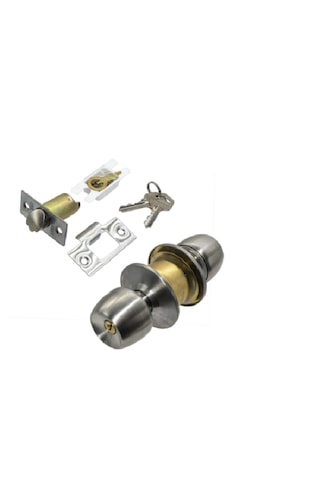 Topuzlu Otel Tipi Kapı Kilit Kolu Saten-gri Anahtarlı 4 Adet