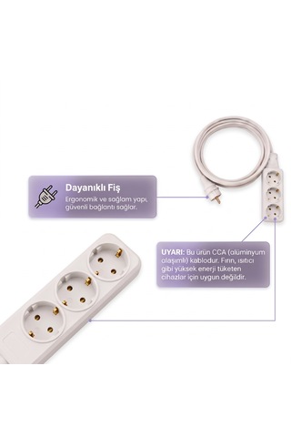 Üçlü Topraklı Uzatma Priz 3x2.5mm Kablo 7 M