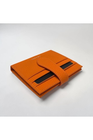 Grande Hakiki Deri Kart Cüzdanı Kartlık Orange
