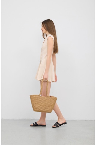 Shule Bags Dorena Handmade Hasır Omuz Çantası Vizon Vizon