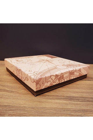 Lacivert Pusula Tasarım Deri Defter Ve Tükenmez Kalem Seti