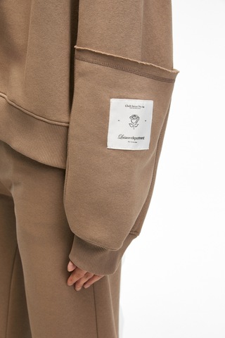 Grımelange Vıvıenne Kadın Metal Fermuarlı Kapüşonlu Kolda Süs Etiket Ve Cep Detaylı Vizon Sweatshirt Vizon