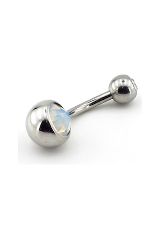 Buz Renk Taşlı Muz Göbek Çelik Piercing P464