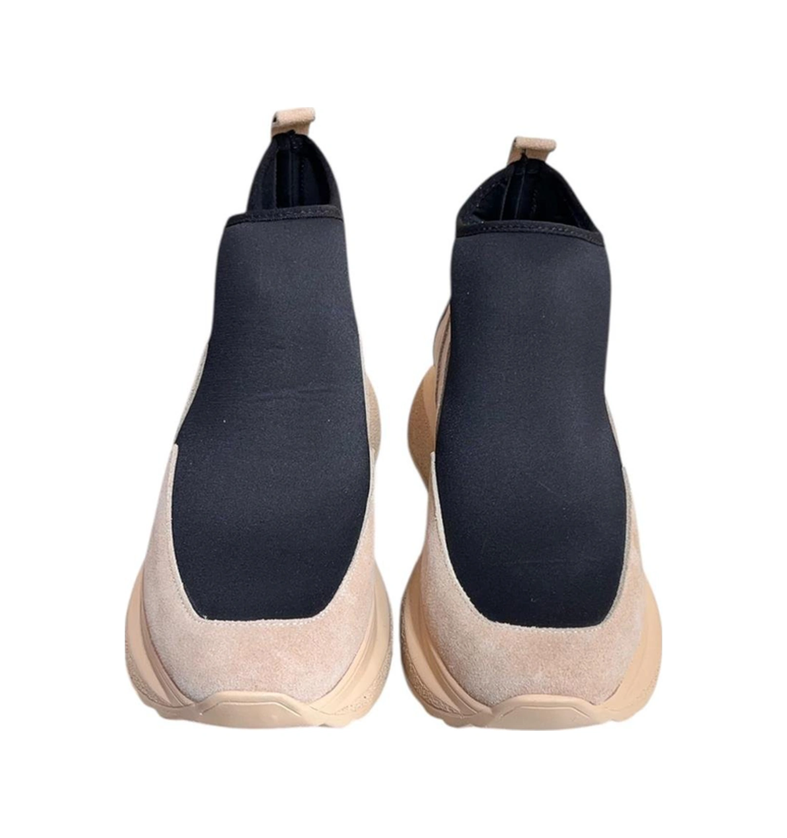 Tufan Shoes Kum Beji Hakiki Deri Süet Strech Yüzlü Bilekte Sneaker Bej