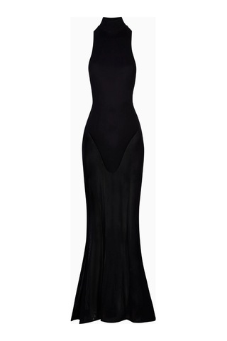 United Colors Of Benetton Because Of Alice Sheer High Neck Racerback Gown Maxi Kadın Elbise Siyah