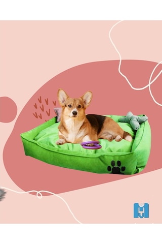 Mavi Vitrin Yıkanabilir Kedi Köpek Yatağı Büyük Boy Handmade 90 x 60 CM