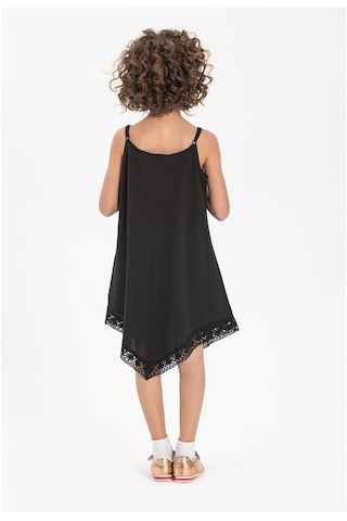 Çağla Şile Bezi Kız Çocuk Elbise Siyah Syh