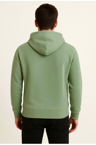 Axxel Erkek Yeşil Kapüşonlu Sweatshirt-w1108 Yeşil 3 İplik Şardonlu