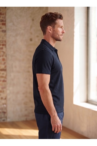 Smalltouch Unisex Kadın Erkek Polo Yaka Regular Kalıp Düğmeli Pike Tişört Koyu Lacivert