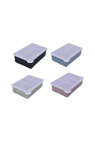 Kapaklı Büyük Kare Buz Küpü Tepsisi İstiflenebilir Yer Tasarruflu Buz Yapıcı Yeşil