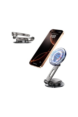 Delux Serisi Mobil Aksesuar Telefon Tutucu Sürücü Aksesuarı Metal Araç İçi Kablosuz Şarj Cihazı 15w