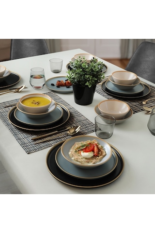 Keramika Safir Gri Yemek Takımı 6 Kişilik 24 Parça 624-995