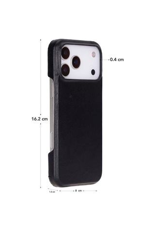 Bloomcase Ultimate Jacket Obsidian Black Apple Uyumlu iPhone 17 Pro Max 6.9" Hakiki Deri Kılıf Siyah