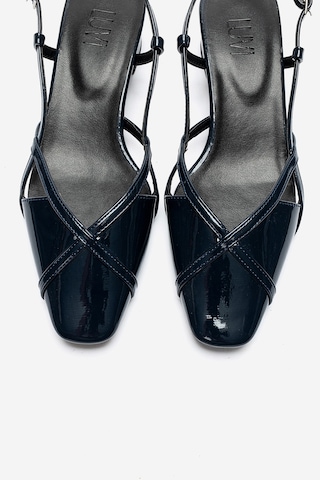 Luvishoes Olena Lacivert Rugan Kadın Topuklu Sandalet