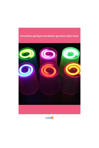 Karanlıkta Yanan Şık Parlayan Mega Glow Bardaklar 8 Adet Çok Renkli