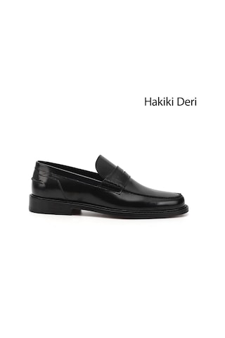 Gönderi(R) Gönderi R Siyah Açma Kösele Taban Hakiki Deri Loafer Ayakkabı Siyah
