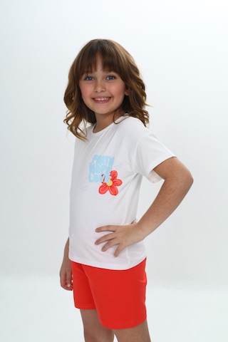 Toontoy Kız Çocuk Göğsü Çiçek Yazı Baskılı Şortlu Takım Narçiçeği