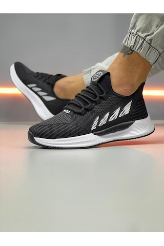 Wipper Ultra Hafif Triko Sneaker - Nefes Alan Ortopedik Poli Taban Büyük Numara Yazlık Spor Ayakkabı Yazlık Siyah Beyaz