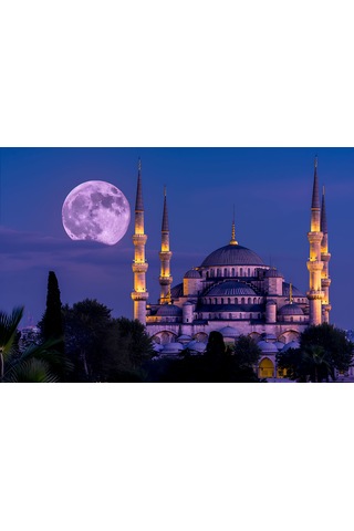 Aden Dijital Dekoratif Manzara İstanbul Cami Dekor Kanvas Tablo Çok Renkli