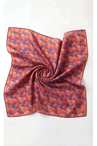 Silk Home Soft Eşarp Floral Line Turuncu 90x90 Çok Renkli