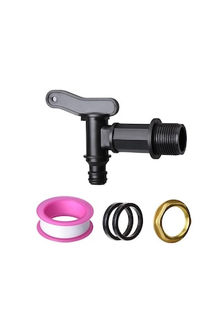 Xurunkeji 3/4in Su Butonu Musluğu Plastik Snap-fit Hortum Yağmur Fıçısı Su Butonu Bsp Dişli Yedek Su Musluğu Pirinç Somunlu Siyah